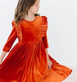 Mila & Rose Pumpkin Spice Velvet Ruffle Twirl Dress