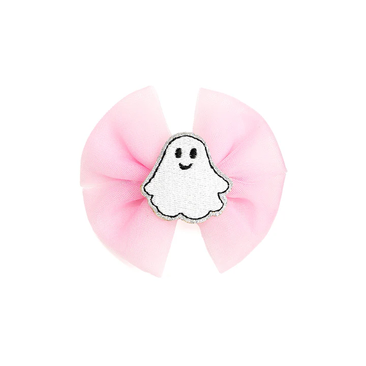 Sweet Wink Coquette Tulle Ghost Bow Halloween Clip