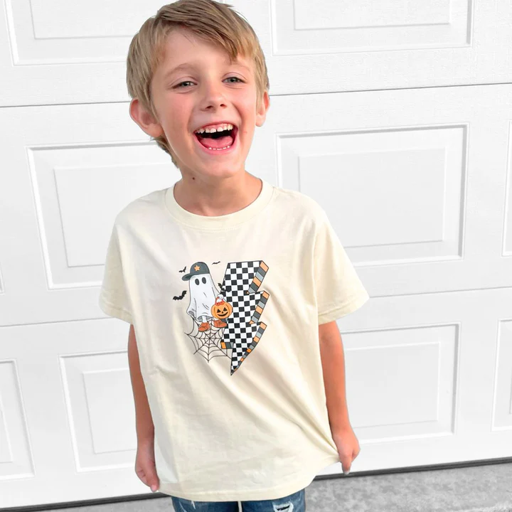 Sweet Wink Checker Ghost Halloween Short Sleeve T-Shirt