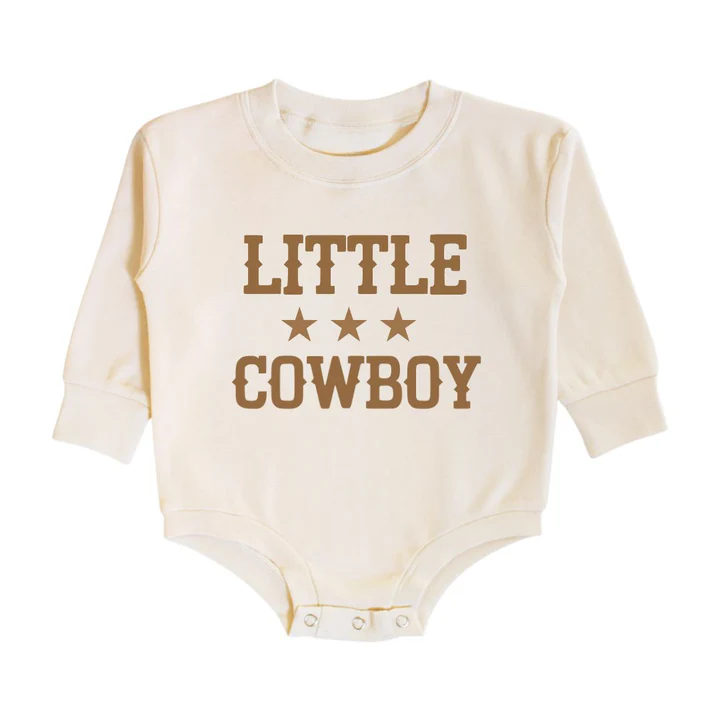 Sweet Wink Little Cowboy Long Sleeve Romper Natural