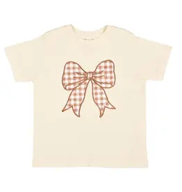 Sweet Wink Gingham Bow Patch Short Sleeve T-Shirt Natural