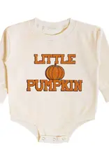 Sweet Wink Little Pumpkin Patch Long Sleeve Romper Natural