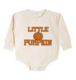 Sweet Wink Little Pumpkin Patch Long Sleeve Romper Natural