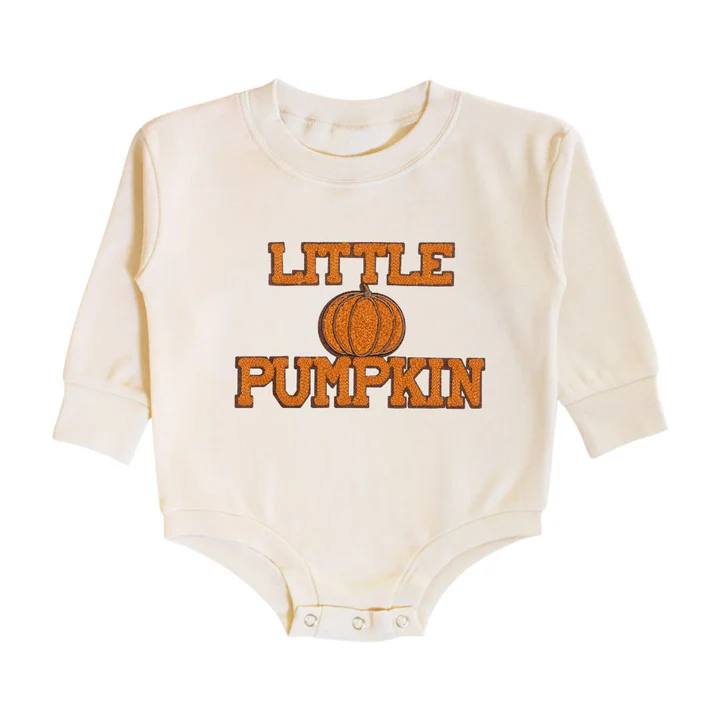 Sweet Wink Little Pumpkin Patch Long Sleeve Romper Natural