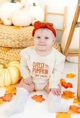 Sweet Wink Cutest Pumpkin in the Patch Long Sleeve Romper Natural