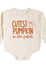 Sweet Wink Cutest Pumpkin in the Patch Long Sleeve Romper Natural