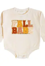 Sweet Wink Fall Babe Patch Long Sleeve Romper Natural