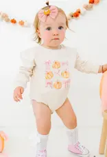 Sweet Wink Coquette Pumpkin Long Sleeve Romper Natural