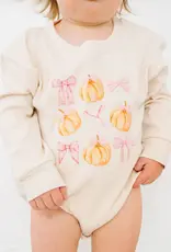 Sweet Wink Coquette Pumpkin Long Sleeve Romper Natural