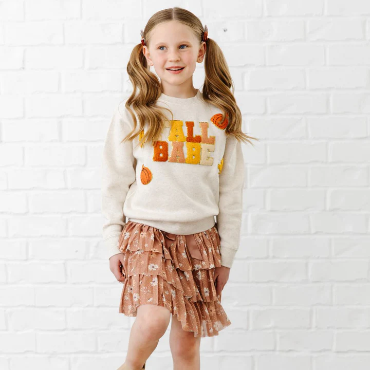 Sweet Wink Fall Babe Fun Patch Sweatshirt Natural