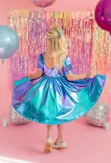 Ollie Jay Puff Dress in Aqua Lamé