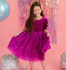 Ollie Jay Diana Luxury Dress in Deep Purple Confetti