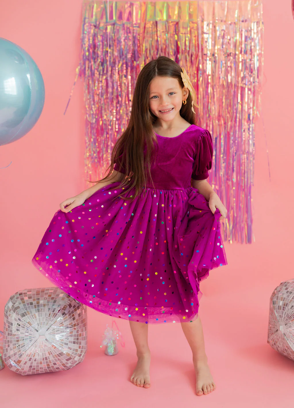 Ollie Jay Diana Luxury Dress in Deep Purple Confetti