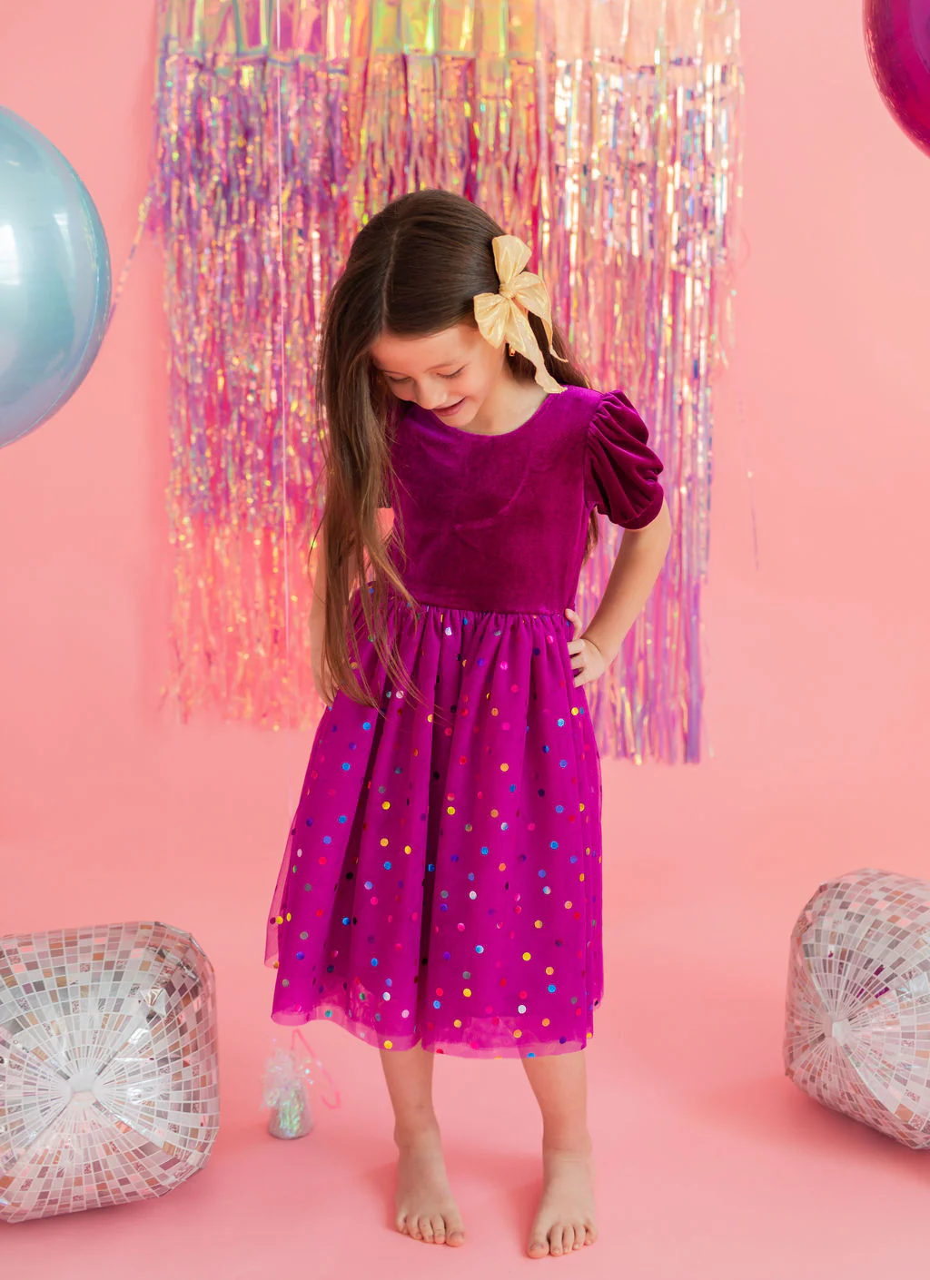 Ollie Jay Diana Luxury Dress in Deep Purple Confetti