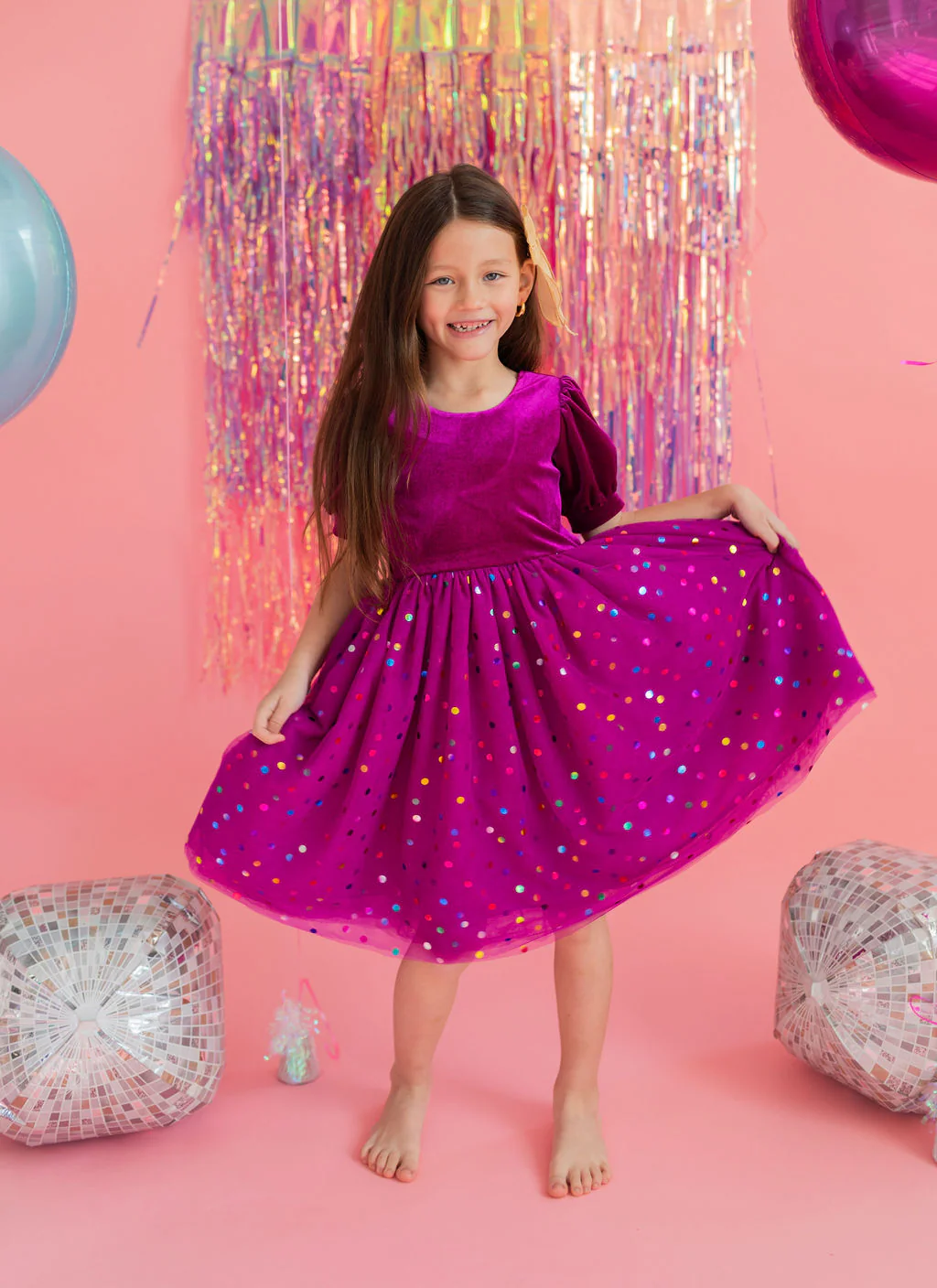 Ollie Jay Diana Luxury Dress in Deep Purple Confetti