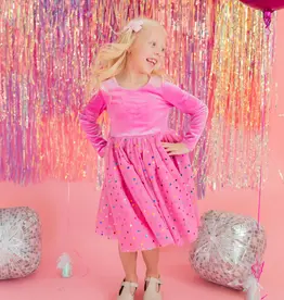 Ollie Jay Gwen Luxury Dress in Bubblegum Confetti