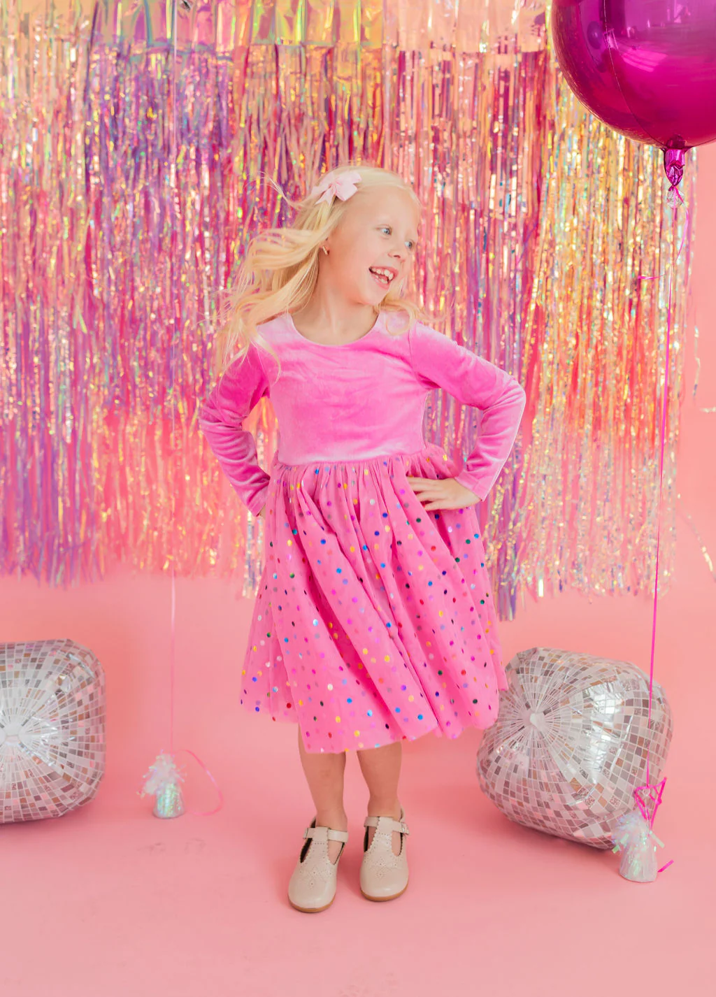 Ollie Jay Gwen Luxury Dress in Bubblegum Confetti