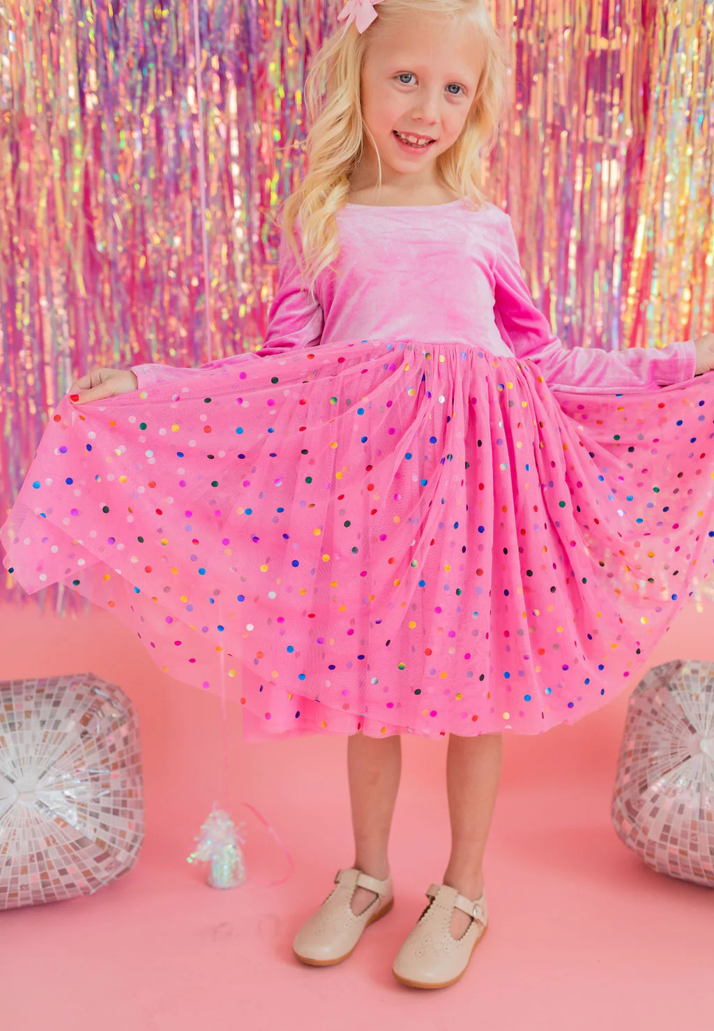 Ollie Jay Gwen Luxury Dress in Bubblegum Confetti