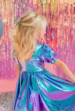 Ollie Jay Puff Dress in Aqua Lamé