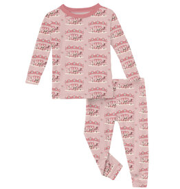 Kickee Pants Print Long Sleeve Pajama Set Baby Rose Fair Carousel