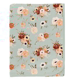 Kickee Pants Print Swaddling Blanket Aloe Fall Floral
