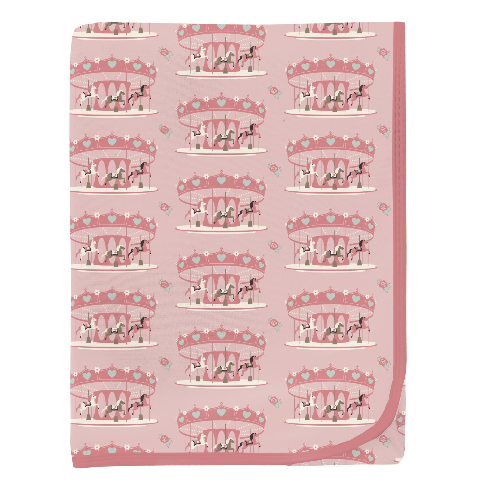 Kickee Pants Print Swaddling Blanket Baby Rose Fair Carousel