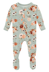 Kickee Pants Print Layette Ruffle Footie with 2 Way Zipper Aloe Fall Floral