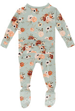 Kickee Pants Print Layette Ruffle Footie with 2 Way Zipper Aloe Fall Floral