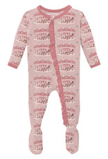 Kickee Pants Print Layette Ruffle Footie with 2 Way Zipper Baby Rose Fair Carousel