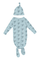 Kickee Pants Print Knotted Layette Gown & Hat Set Spring Sky Happy Tornado