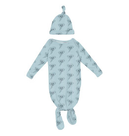 Kickee Pants Print Knotted Layette Gown & Hat Set Spring Sky Happy Tornado One Size