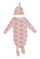 Kickee Pants Print Knotted Layette Gown & Hat Set Baby Rose Fair Carousel