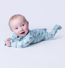 Kickee Pants Print Footie with 2 Way Zipper Spring Sky Happy Tornado