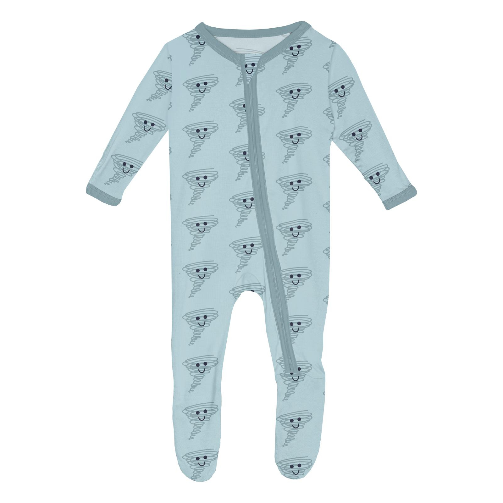 Kickee Pants Print Footie with 2 Way Zipper Spring Sky Happy Tornado