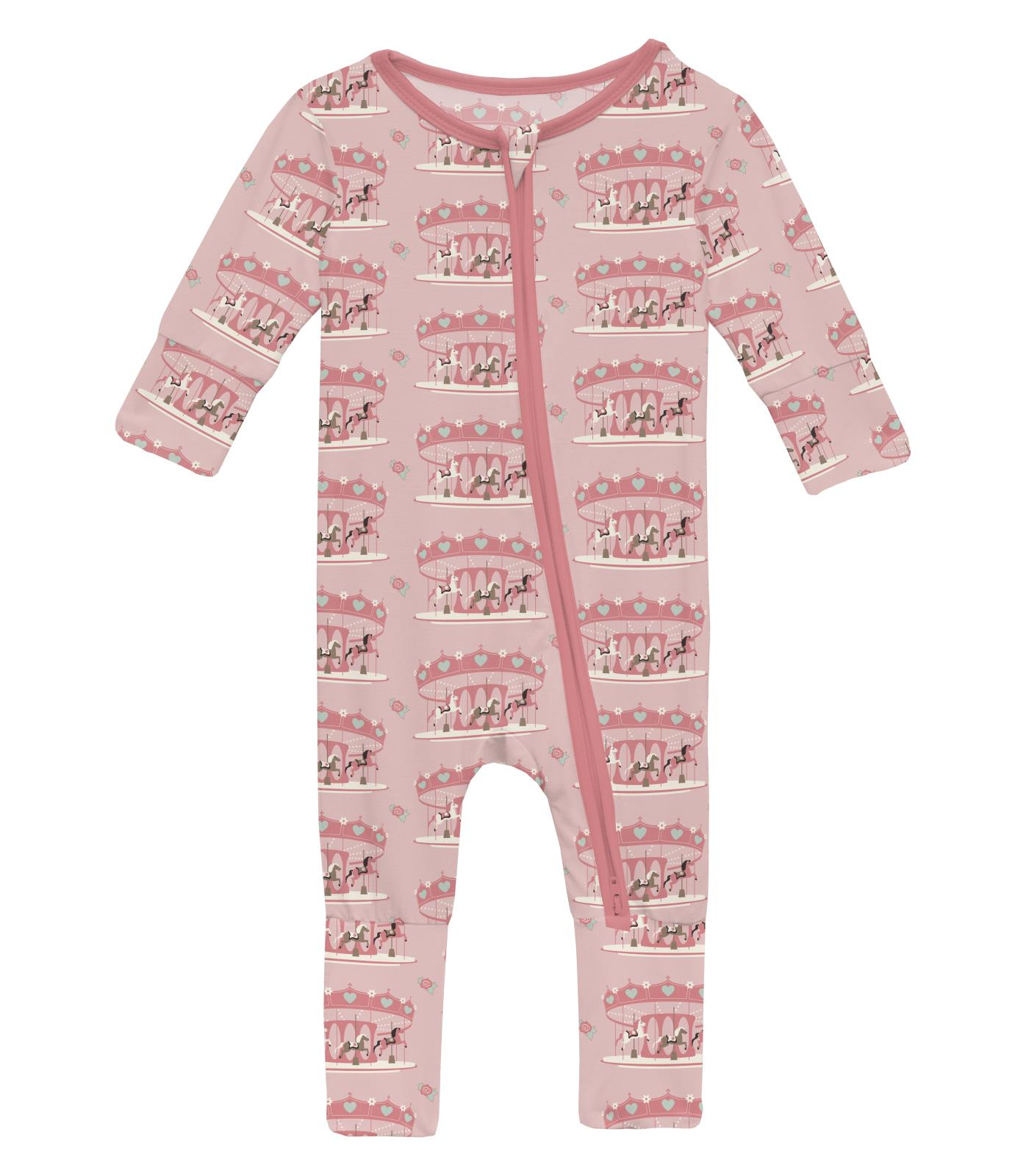 Kickee Pants Print Convertible Coverall Baby Rose Fair Carousel