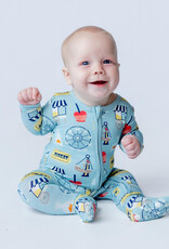 Kickee Pants Print Footie with 2 Way Zipper Stormy Sea Fall Fair