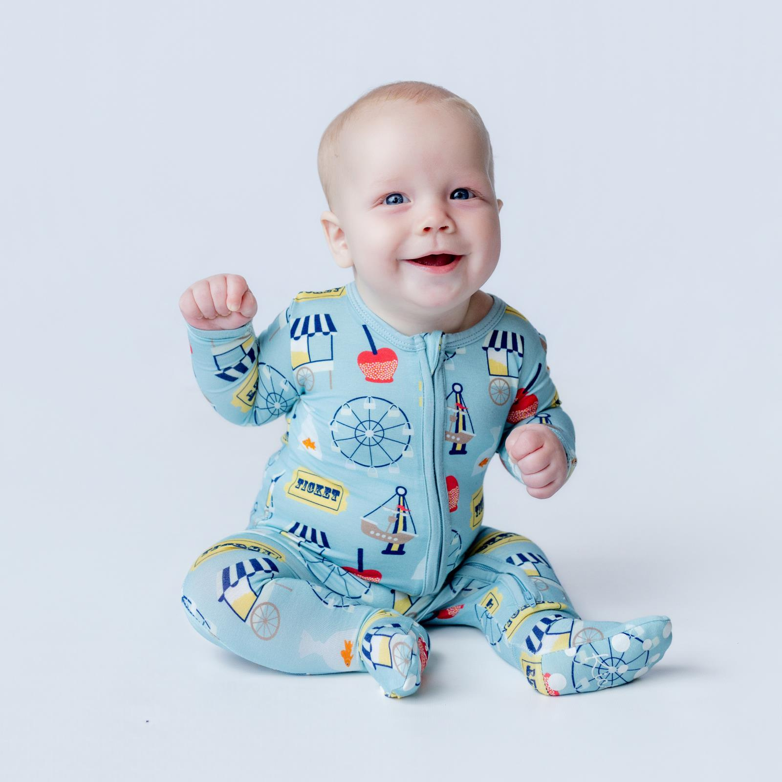 Kickee Pants Print Footie with 2 Way Zipper Stormy Sea Fall Fair