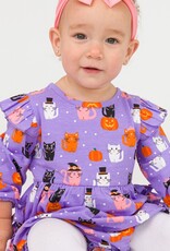RuffleButts + RuggedButts Knit Long Sleeve Flutter Bubble Romper
