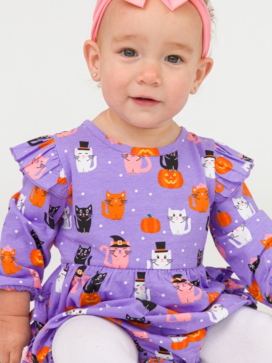 RuffleButts + RuggedButts Knit Long Sleeve Flutter Bubble Romper