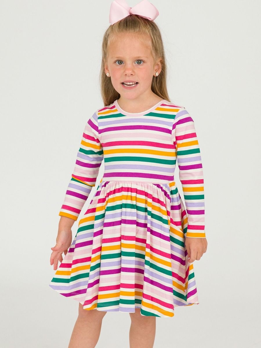 RuffleButts + RuggedButts Knit Long Sleeve Twirl Dress