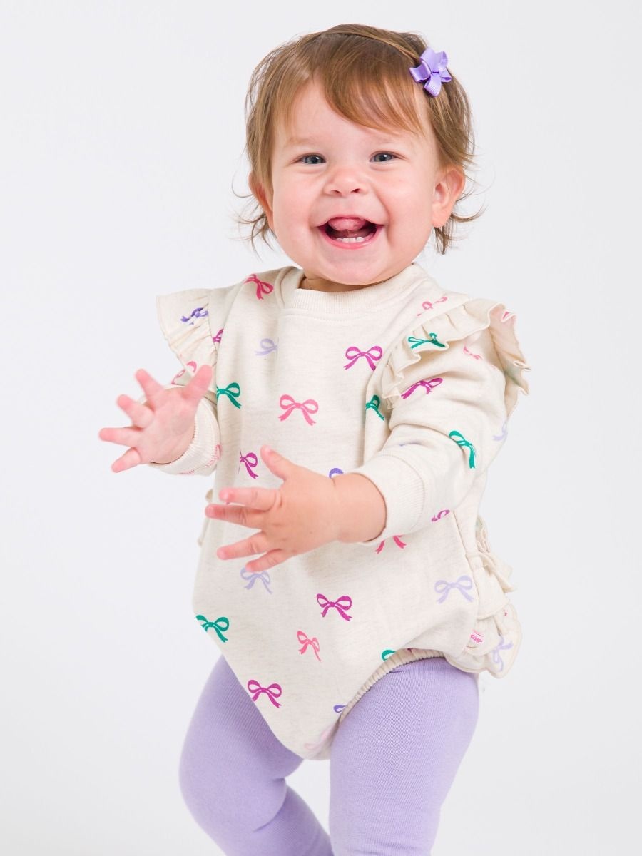 RuffleButts + RuggedButts Sweatshirt Bubble Romper