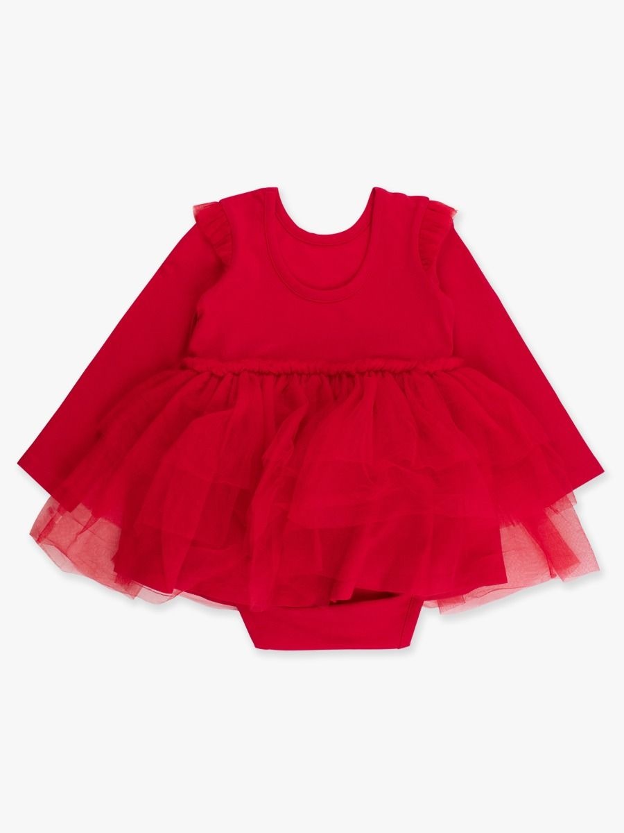 RuffleButts + RuggedButts Flutter Tulle Long Sleeve Twirl Romper