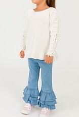 RuffleButts + RuggedButts Denim Ruffle Flare Pants