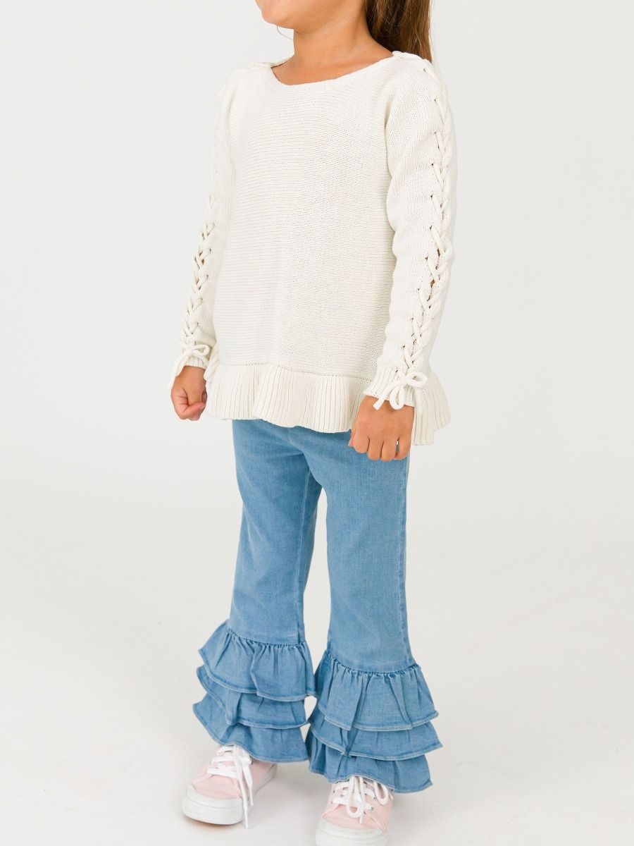 RuffleButts + RuggedButts Denim Ruffle Flare Pants
