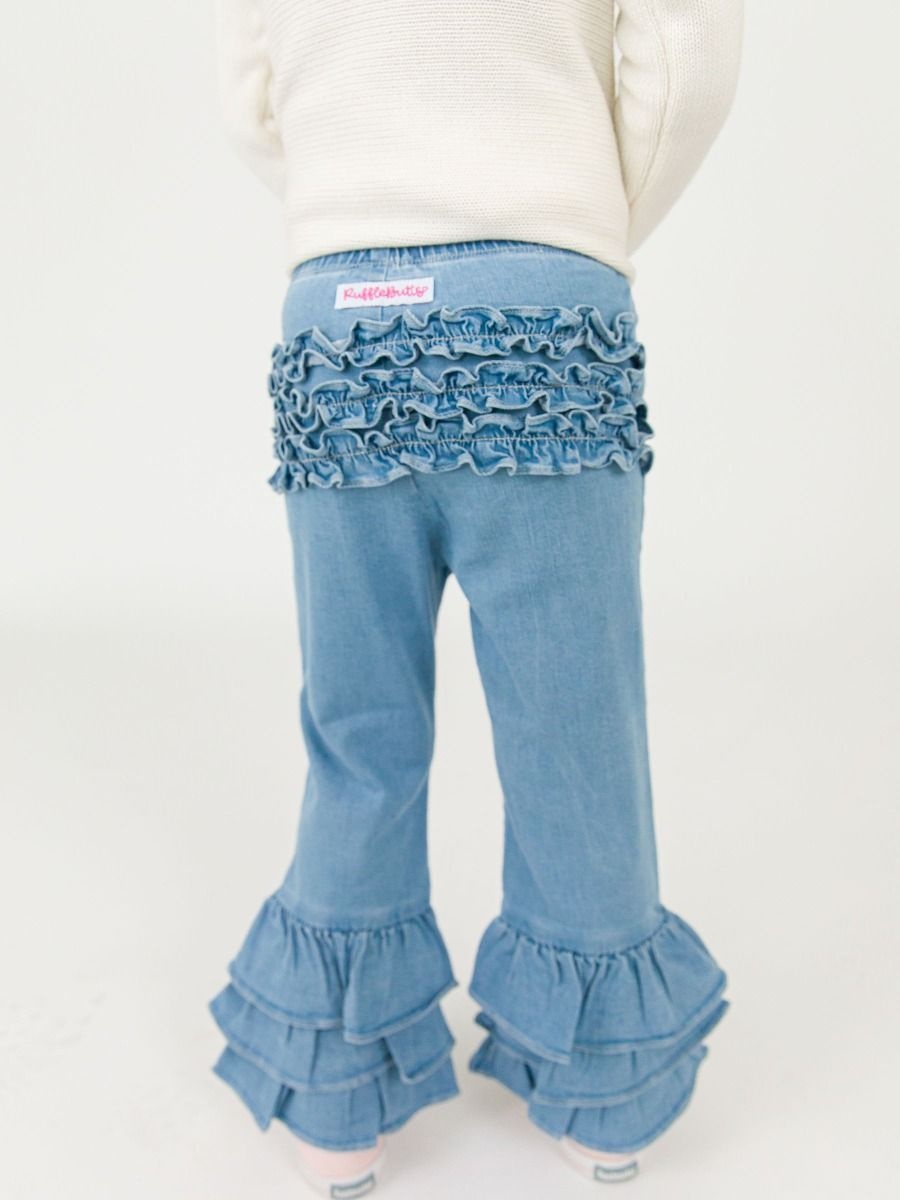 RuffleButts + RuggedButts Denim Ruffle Flare Pants