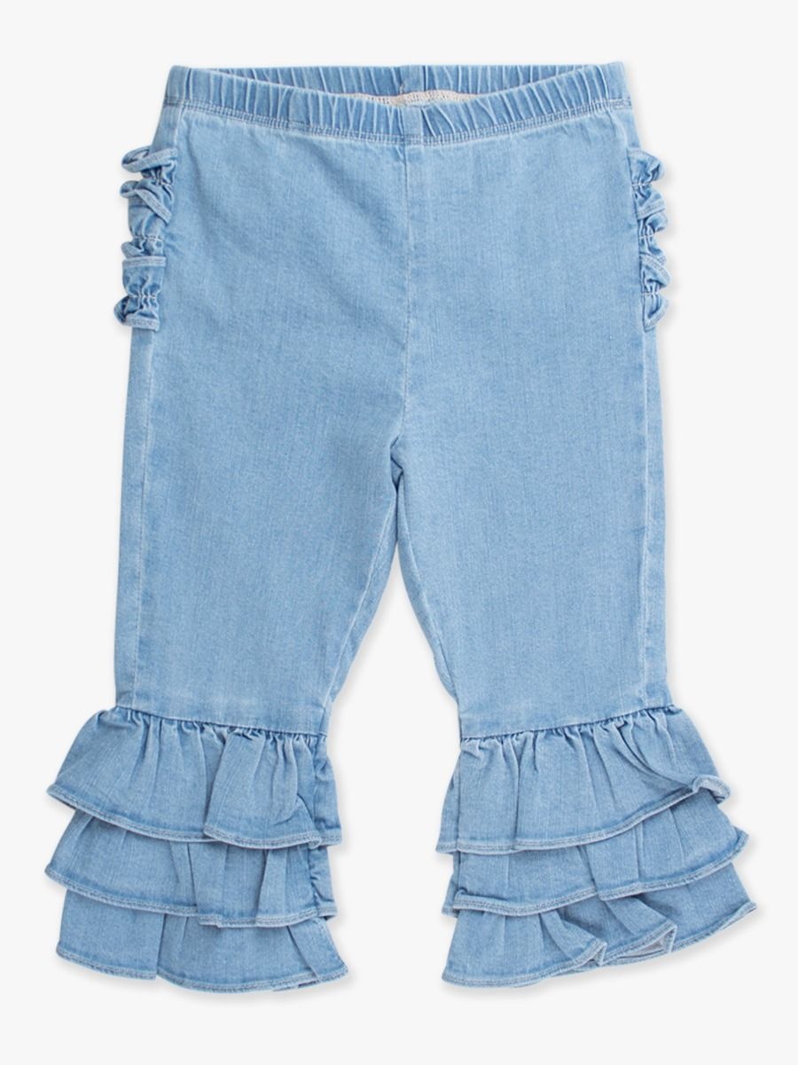 RuffleButts + RuggedButts Denim Ruffle Flare Pants