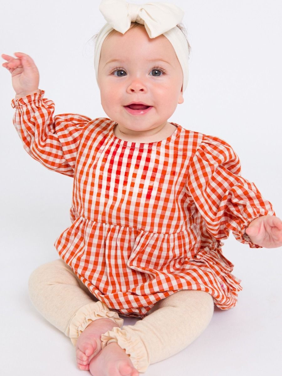 RuffleButts + RuggedButts Woven Long Sleeve Bubble Romper