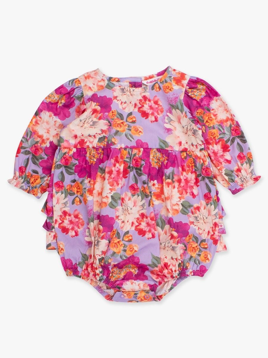 RuffleButts + RuggedButts Woven Long Sleeve Bubble Romper