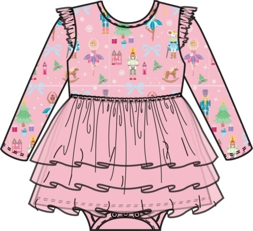 RuffleButts + RuggedButts Flutter Tulle Long Sleeve Twirl Romper