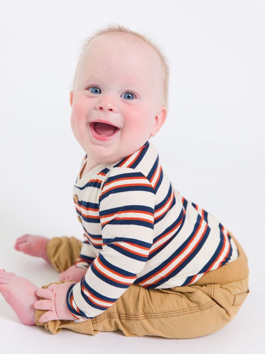 RuffleButts + RuggedButts Knit Long Sleeve 2-Button Henley Bodysuit
